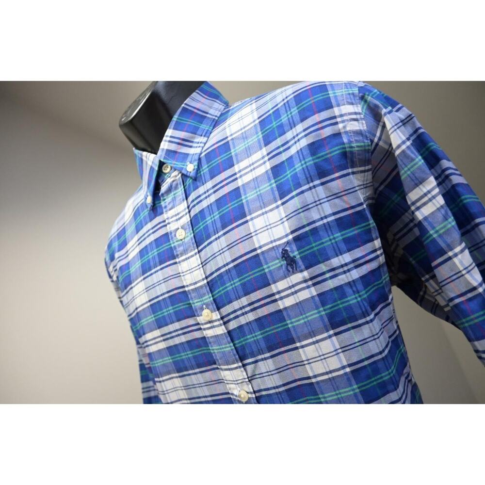 Polo Ralph Lauren Performance Dress Shirt Plaid Cotton Nylon Stretch Mens Large